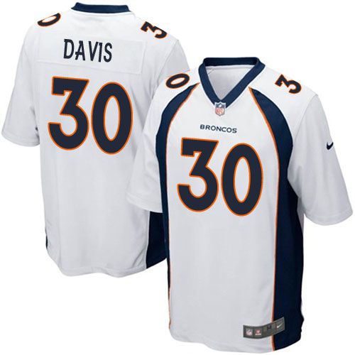 Men Denver Broncos #30 Terrell Davis Nike White Game Retired Player NFL Jersey->denver broncos->NFL Jersey